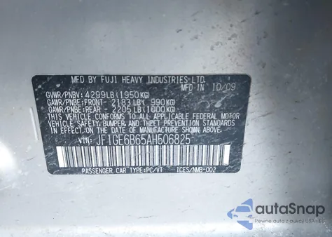 2010 Subaru Impreza 2.5I Premium z USA, uszkodzony, nr VIN JF1GE6B65AH506825